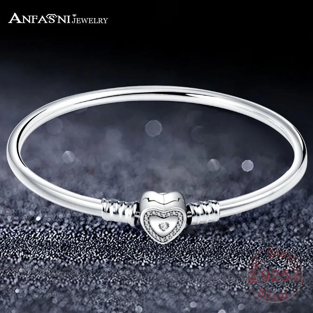 ANFASNI Authentic 100% 925 Sterling Silver Snake Chain Heart Bangle & Bracelet Luxury Cubic Zirconia CZ DIY Jewelry
ANFASNI Authentic 100% 925 Sterling Silver Snake Chain Heart Bangle & Bracelet Luxury Cubic Zirconia CZ DIY Jewelry