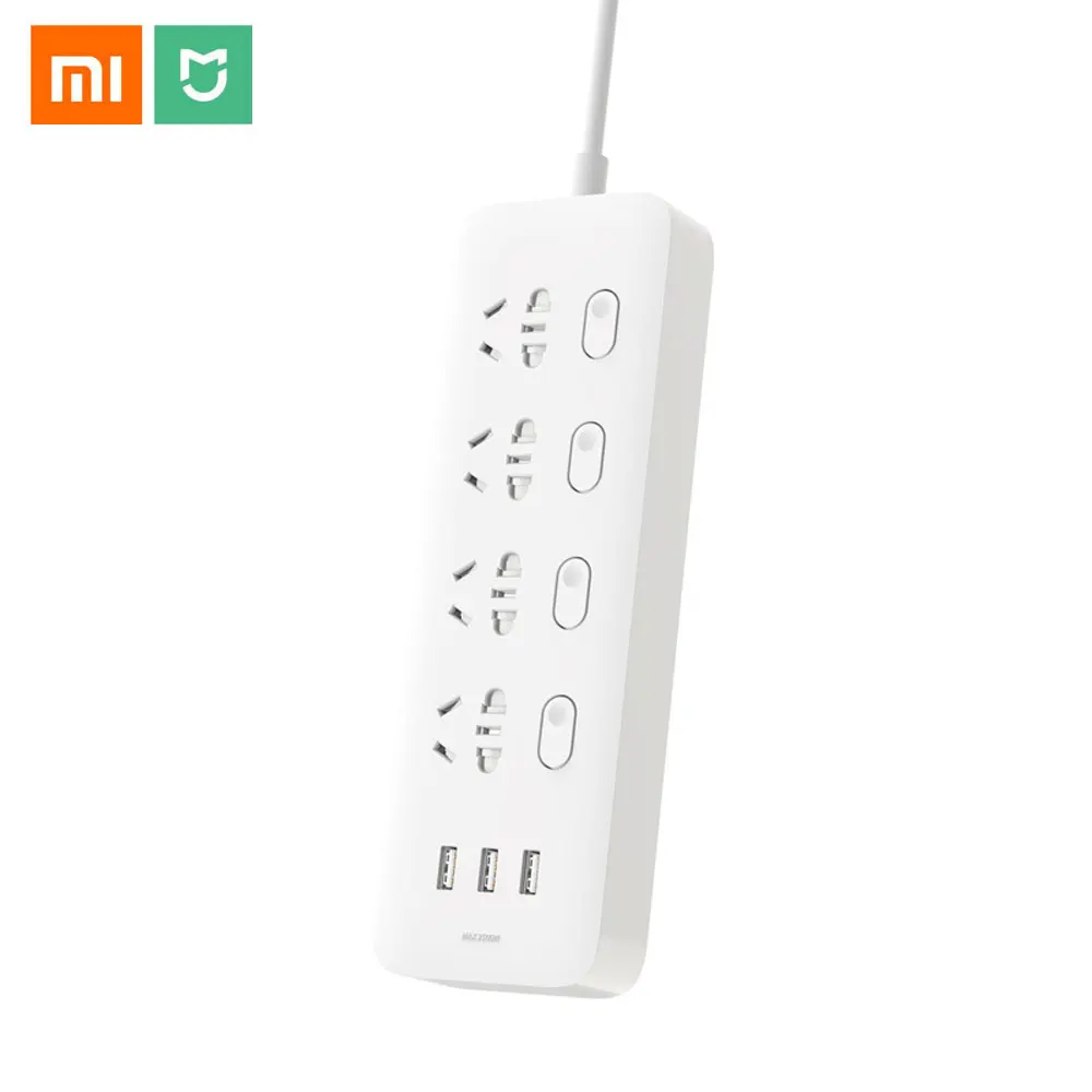 Оригинальная розетка Xiaomi Mijia 4 розетки с индивидуальными переключателями 5 В/2.1A 3