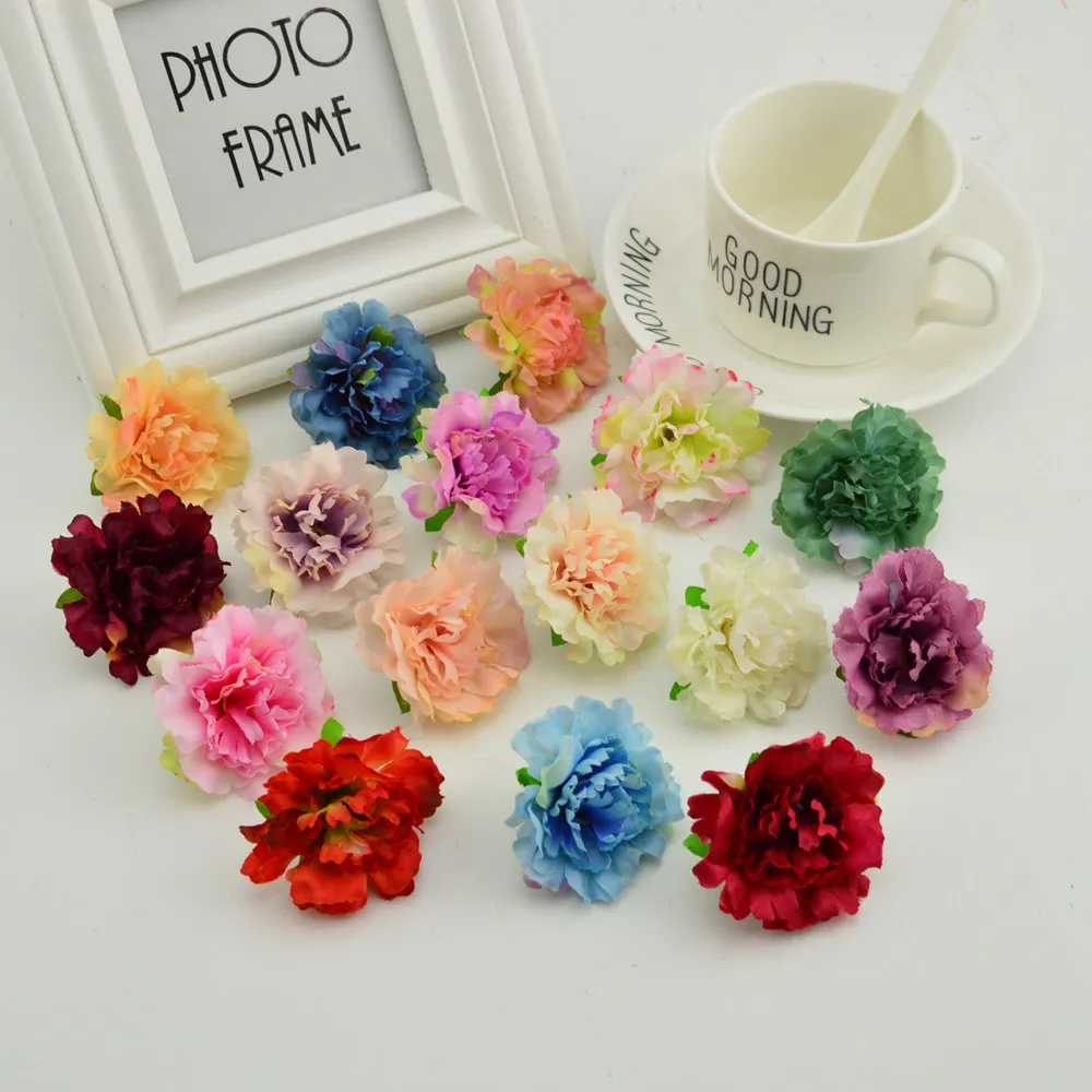 Image Artificial flower cheap home wedding decoration fake flower for Mother s Day silk Carnation heads make door wreath flower wall