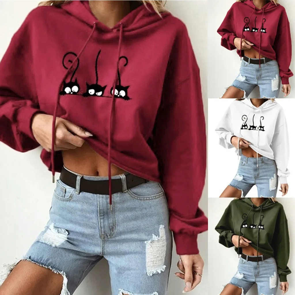 Autumn Winter Women's New Fashion Cartoon Cat Printed Long Sleeve Pullover Hoodies Casual Tops Wholesale Free Ship толстовка Z4
Autumn Winter Women's New Fashion Cartoon Cat Printed Long Sleeve Pullover Hoodies Casual Tops Wholesale Free Ship толстовка Z4