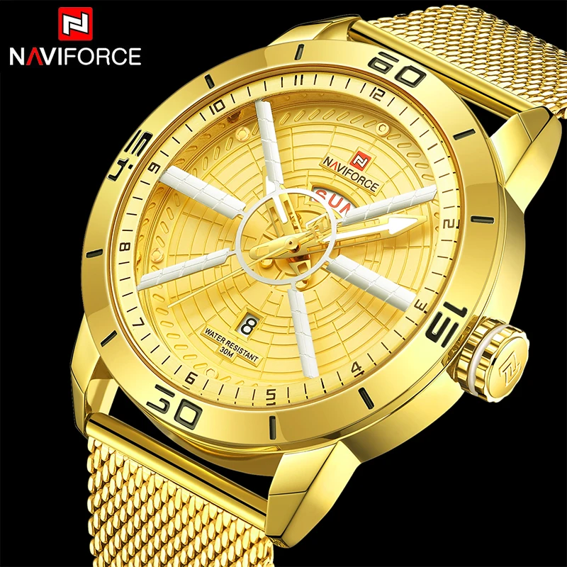 Naviforce Mens Watches Top Brand Luxury Gold Watch Men Steel Mesh Band Date Week Waterproof Quartz Watch For Men Reloj Hombre
Naviforce Mens Watches Top Brand Luxury Gold Watch Men Steel Mesh Band Date Week Waterproof Quartz Watch For Men Reloj Hombre