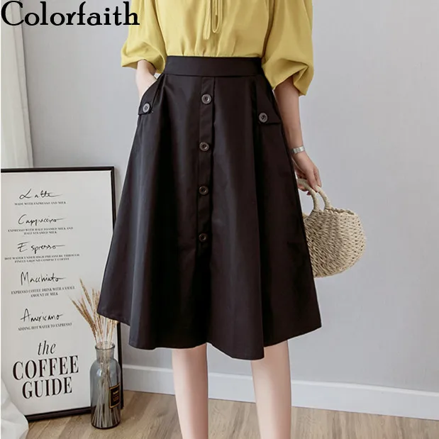 Colorfaith 2019 Women Midi Skirt Casual Flared Tutu Skirt Spring Summer Pleated Sweet Pockets Buttons Ball Gown High Waist SK153
Colorfaith 2019 Women Midi Skirt Casual Flared Tutu Skirt Spring Summer Pleated Sweet Pockets Buttons Ball Gown High Waist SK153