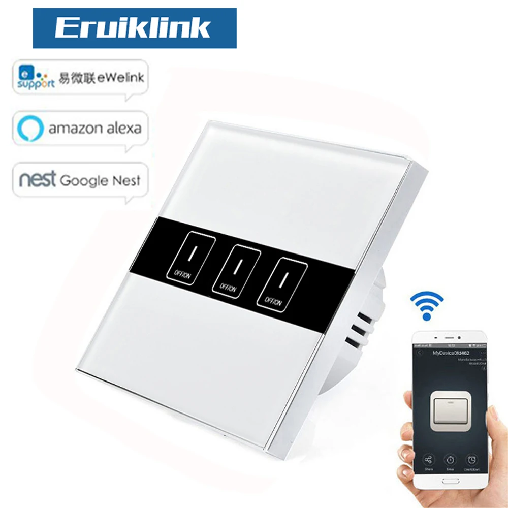 eWelink EU Standard Wireless Control Light Touch Wall Switches ,3 Gang Wifi Control Switch via Android and IOS for Smart Homne
eWelink EU Standard Wireless Control Light Touch Wall Switches ,3 Gang Wifi Control Switch via Android and IOS for Smart Homne