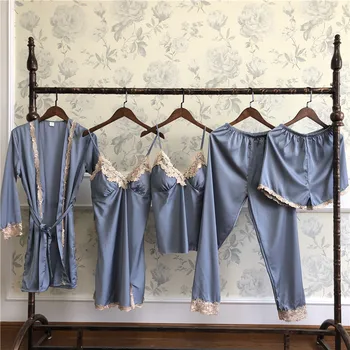 Spring Women 5 Pcs Shirt&pant&nightie&shorts Sleepwear Sexy Lace Trim Solid Pajamas Set Casual Lady Daily Home Clothes M L XL
Spring Women 5 Pcs Shirt&pant&nightie&shorts Sleepwear Sexy Lace Trim Solid Pajamas Set Casual Lady Daily Home Clothes M L XL