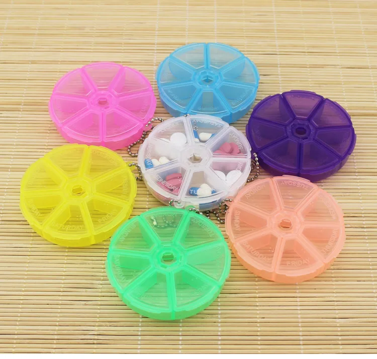 

Weekly Portable Travel Mini Cute Plastic Pill Box Medicine Case For Healthy Care Empty Rotatable Pill Holders