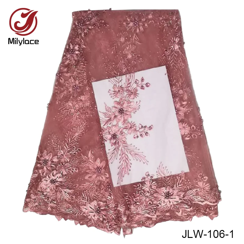 High quality african french tulle lace fabric with beautiful beads 3d flower pattern design french net lace for wedding JLW-106
High quality african french tulle lace fabric with beautiful beads 3d flower pattern design french net lace for wedding JLW-106