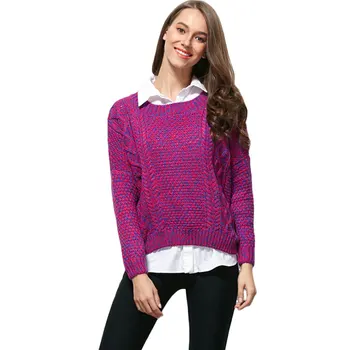 Women Sweaters Blue-Red Mixed Color Girls Chunky Cable Stitch Sweater Rib O-Neck Thick Loose Sweaters Long Sleeve Pullovers Coat
Women Sweaters Blue-Red Mixed Color Girls Chunky Cable Stitch Sweater Rib O-Neck Thick Loose Sweaters Long Sleeve Pullovers Coat
