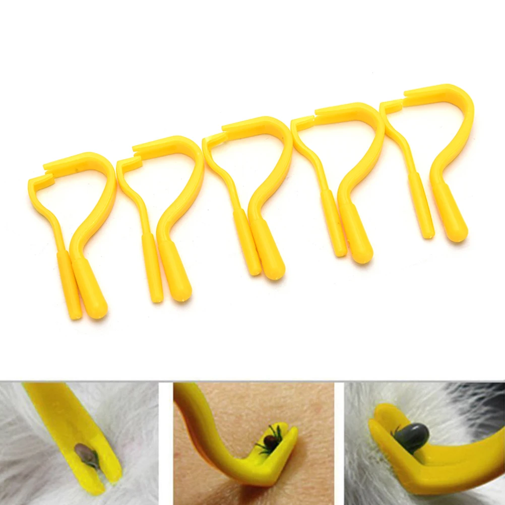 Image 2Pcs Plastic Portable Louse Flea Scratching Remover Hook Tool For Human Animal Dog Pet Horse Cat Yellow color