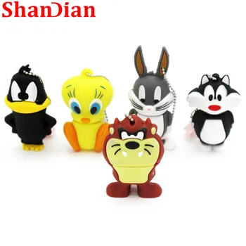 SHANDIAN cartoon lion Bugs Bunny daffy duck model pendrive 4GB/8GB/16/32GB Crow cat usb flash disk memory stick thumb pen gift