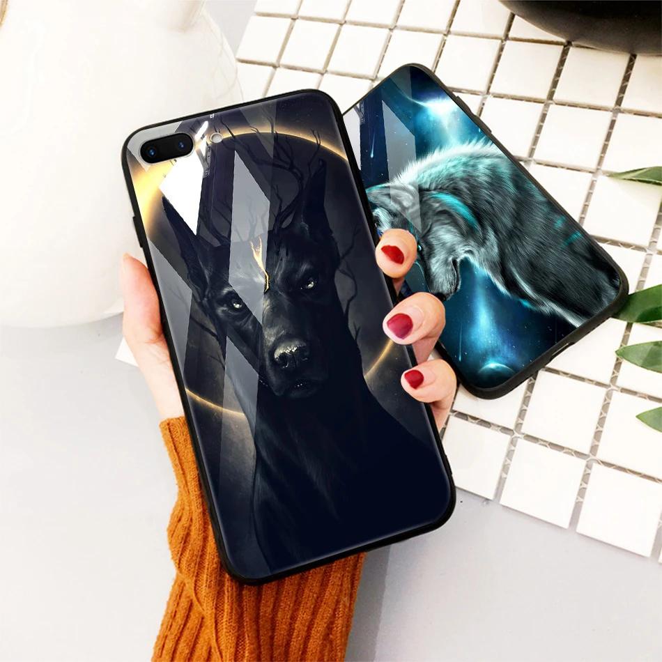 TOMKAS Animal Glass Case For iPhone X 8 7 10 6 Cover Phone Cases For iPhone X 7 8 6 6s Plus Case Luxury Cute TPU PC Covers Coque (20)