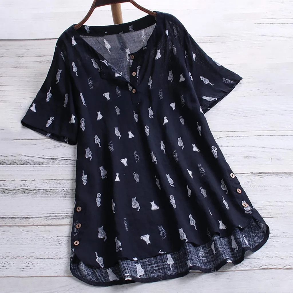 JAYCOSIN Blouse Women Summer V-Neck Casual Cat Print Button Womens Tops And Blouses Plus Siz V-Neck Blusas Femininas 19JUN11
JAYCOSIN Blouse Women Summer V-Neck Casual Cat Print Button Womens Tops And Blouses Plus Siz V-Neck Blusas Femininas 19JUN11