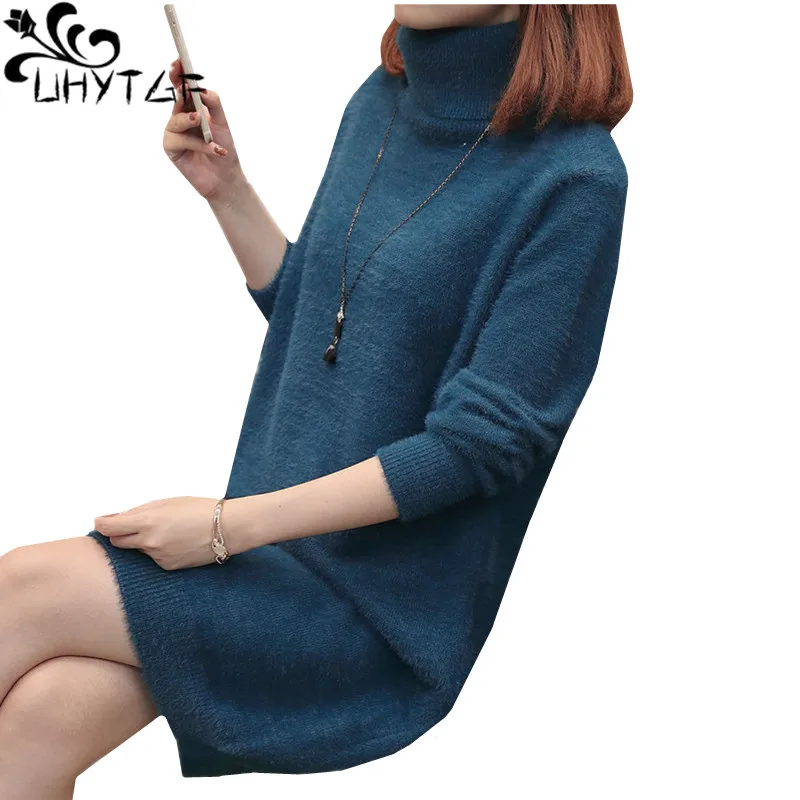 UHYTGF New High quality Mink Cashmere Knitted sweater dress female fashion Pullover Knitted Dress womens Autumn Winter dress 191
UHYTGF New High quality Mink Cashmere Knitted sweater dress female fashion Pullover Knitted Dress womens Autumn Winter dress 191