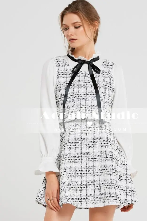 2019 Women Summer Dresses Elegant Ladies Party Dress Chic Bow Tie Neck Sleeveless Cute Frayed Trim Tweed Dress Mini Vestidos
2019 Women Summer Dresses Elegant Ladies Party Dress Chic Bow Tie Neck Sleeveless Cute Frayed Trim Tweed Dress Mini Vestidos