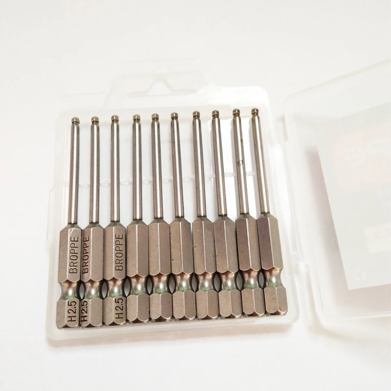 10 Pcs/set 1/4" 65mm H2.5 Ball Head Hex Screwdriver Bit S2 Magnetic Electric Drill Hexagonal Screwdriver Head Power Driver Tools
10 Pcs/set 1/4" 65mm H2.5 Ball Head Hex Screwdriver Bit S2 Magnetic Electric Drill Hexagonal Screwdriver Head Power Driver Tools