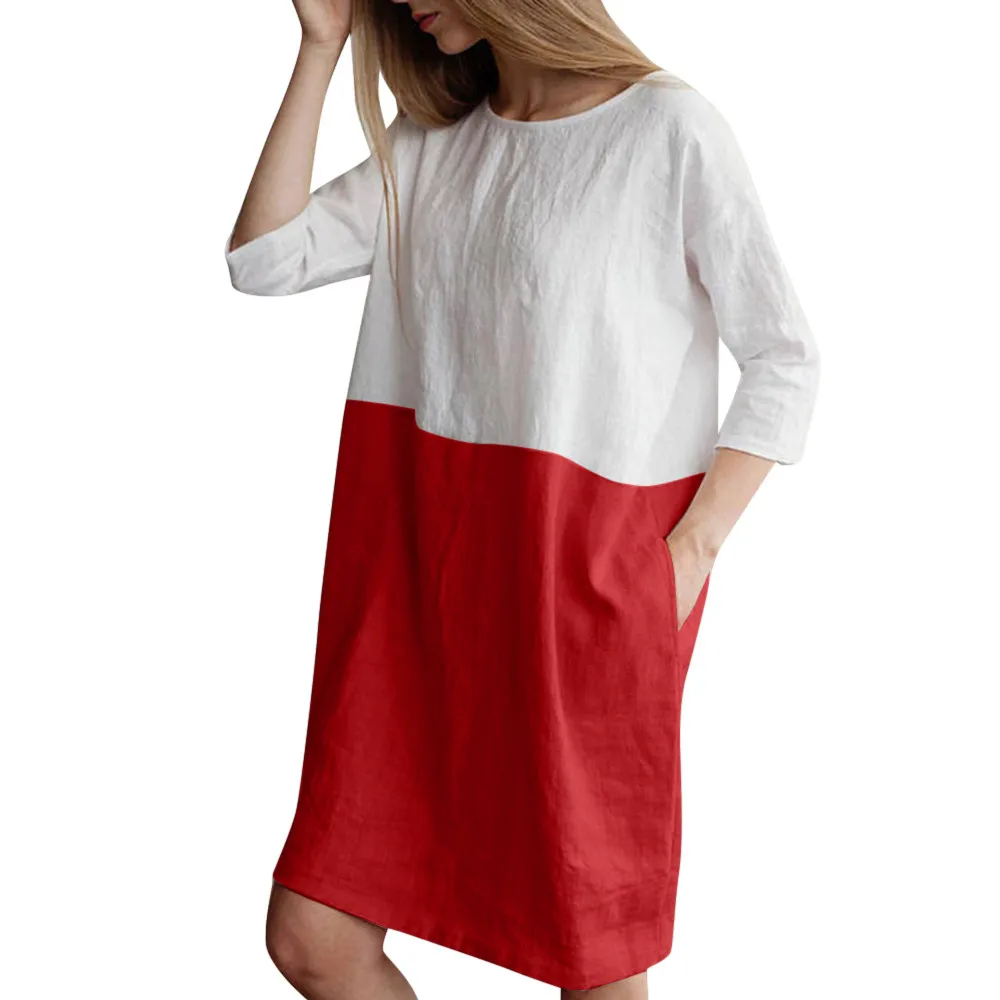 Women Dress Fashion Spring Summer Casual Patchwork 1/2 Sleeved Cotton Linen Oversize Loose Pockets Tunic Dress L430
Women Dress Fashion Spring Summer Casual Patchwork 1/2 Sleeved Cotton Linen Oversize Loose Pockets Tunic Dress L430