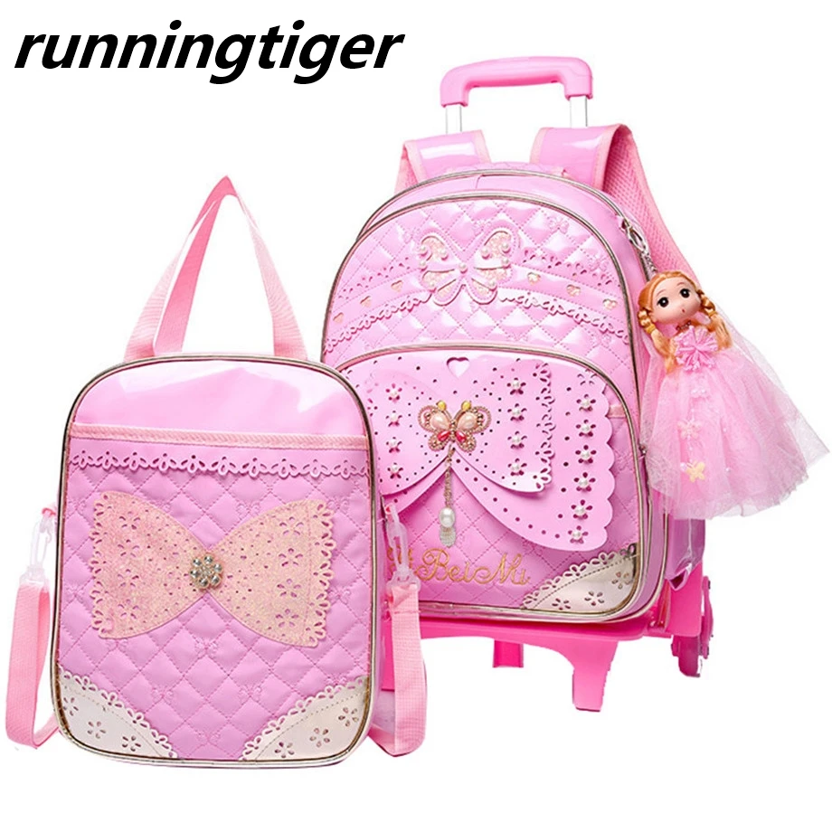 Kids girls Trolley Schoolbag set Luggage Wheeled Book Bags Backpack Latest Removable Children School Bags With 2/6 Wheels Stairs 
Kids girls Trolley Schoolbag set Luggage Wheeled Book Bags Backpack Latest Removable Children School Bags With 2/6 Wheels Stairs