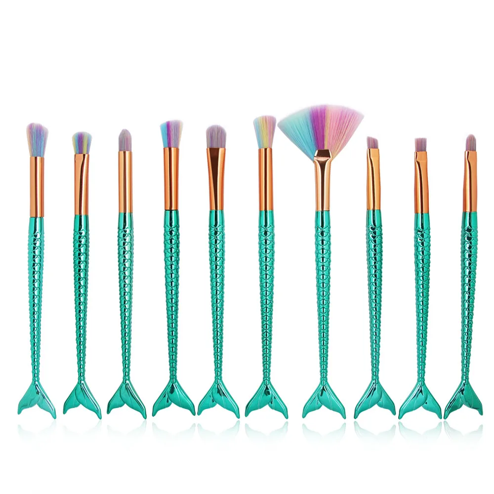 MAANGE Brand 10Pcs Mermaid Shape Foundation Eyeshadow Contour Eye Lip Makeup Brushes Set Cosmetics Tool de1
MAANGE Brand 10Pcs Mermaid Shape Foundation Eyeshadow Contour Eye Lip Makeup Brushes Set Cosmetics Tool de1