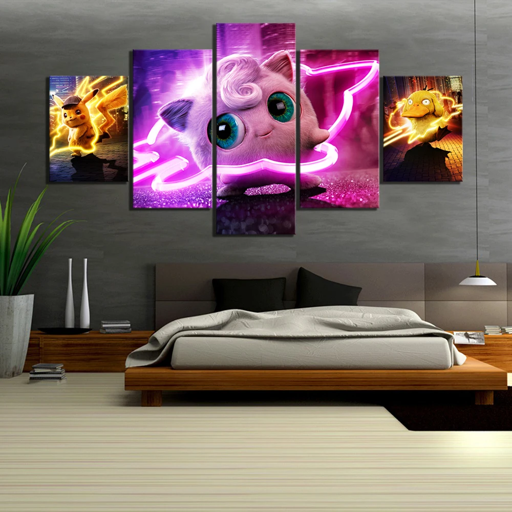 Canvas Painting Prints Home Decor 5 Panel Jigglypuff Cartoon Pokemon Detective Pikachu Movie Wall Art Modular Pictures Poster
Canvas Painting Prints Home Decor 5 Panel Jigglypuff Cartoon Pokemon Detective Pikachu Movie Wall Art Modular Pictures Poster