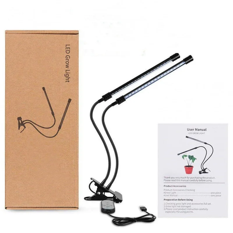 Led Growing Lights For Indoor 18W Dual Head Timing LED Phyto Lamp Phyto-Lamp Vegetable Flower Plant | Освещение