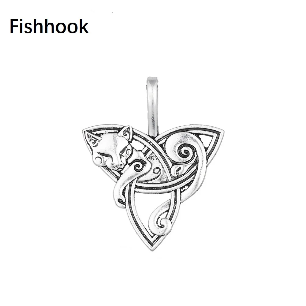 Fishhook Vintage Fox Amulet Pendants Animal Irish Knot Triquetra Pagan Magick Wisdom Viking Charms for Bracelet Necklace Making | Украшения