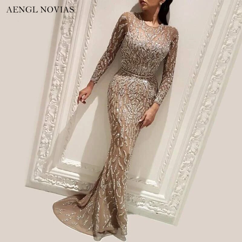 Long Sleeve Champagne Mermaid Arabic Dubai Woman Evening Dress 2018 Formal Elegant Prom Party Gown robe longue manche longue
Long Sleeve Champagne Mermaid Arabic Dubai Woman Evening Dress 2018 Formal Elegant Prom Party Gown robe longue manche longue