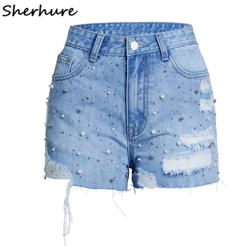 Sherhure 2018 Pearl Beading Women Cotton Denim Shorts Sexy Ripped Blue Plus Size Women Shorts Female High Waist 3XL Hot Shorts
Sherhure 2018 Pearl Beading Women Cotton Denim Shorts Sexy Ripped Blue Plus Size Women Shorts Female High Waist 3XL Hot Shorts