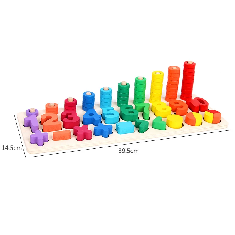 children wooden montessori materials learning to count numbers matching digital shape match early education teaching math toys