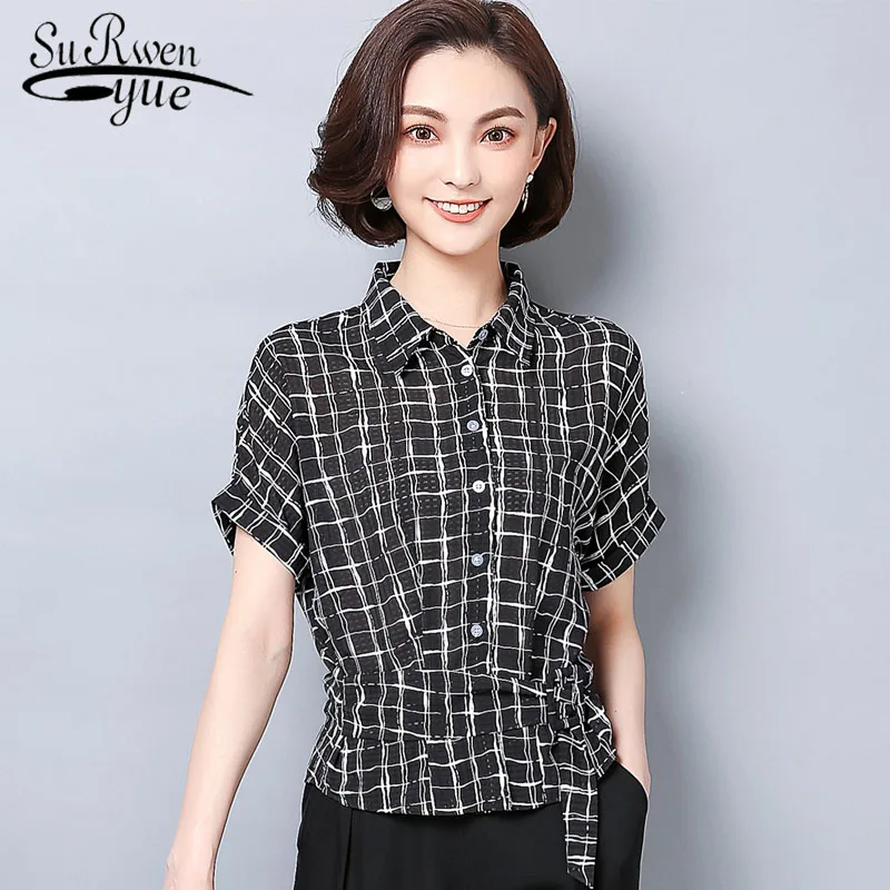 Women top and chiffon blouse 2019 summer fashion Lady short blouse plaid short-sleeved women shirt work casual shirt 2784 50
Women top and chiffon blouse 2019 summer fashion Lady short blouse plaid short-sleeved women shirt work casual shirt 2784 50