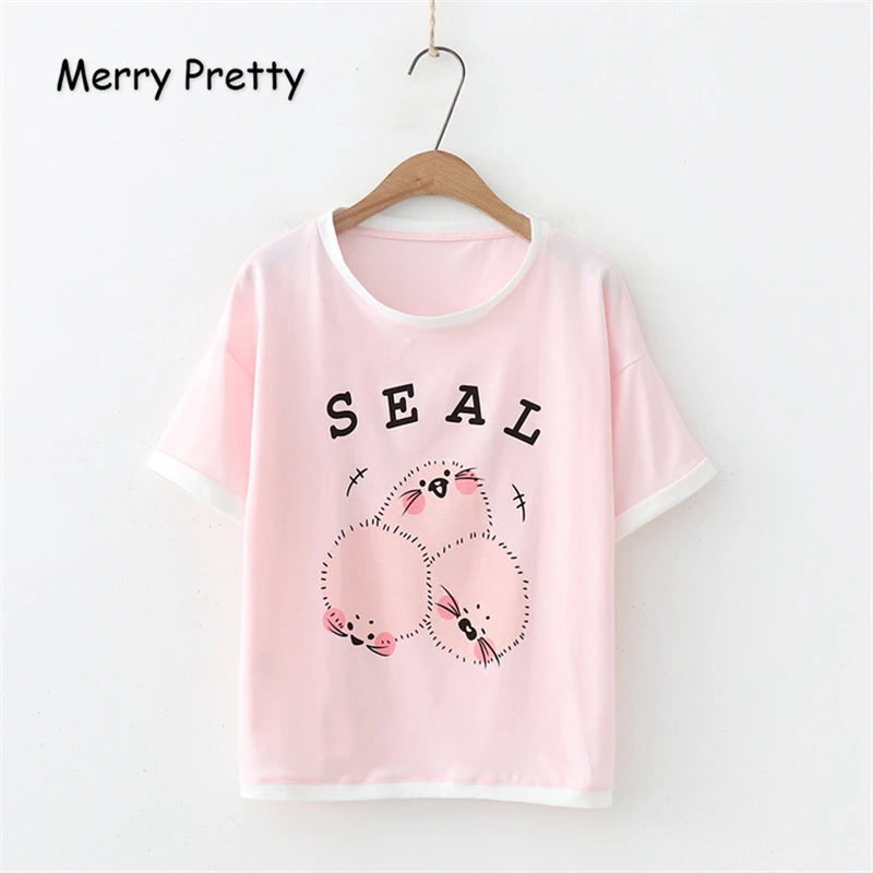 Merry Pretty Women Cartoon Print Pink T Shirts Sweet Style Short Sleeve O-Neck Cotton T Shirt 2019 Summer Casual Modern Lady Top
Merry Pretty Women Cartoon Print Pink T Shirts Sweet Style Short Sleeve O-Neck Cotton T Shirt 2019 Summer Casual Modern Lady Top