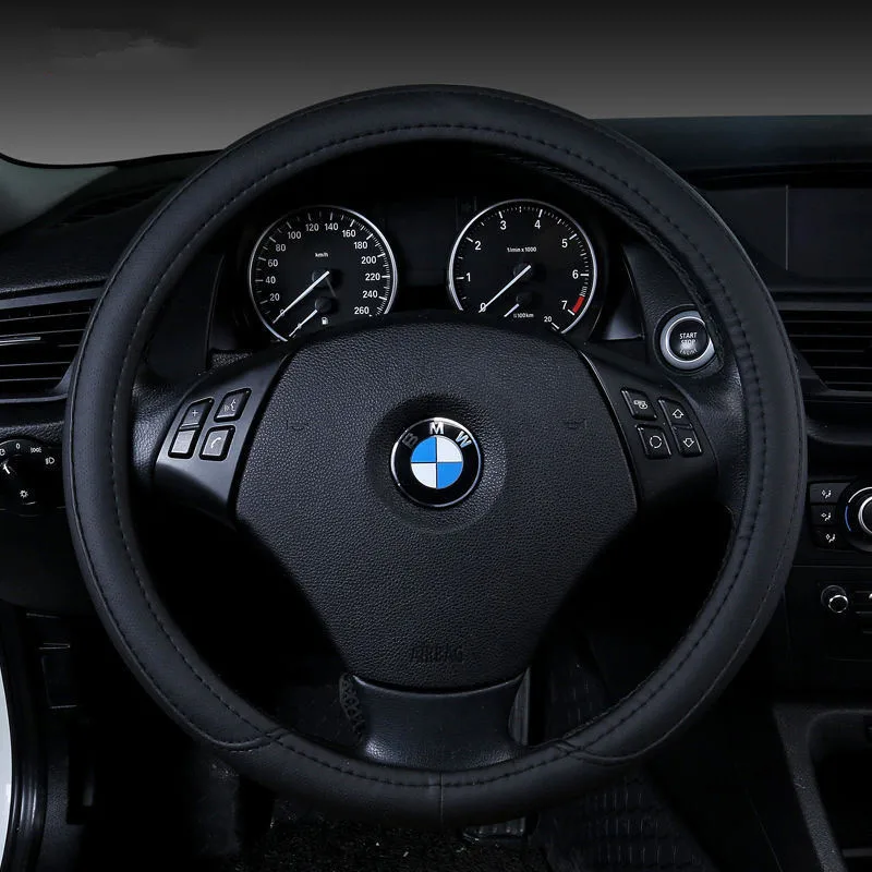 Leather streamlined car steering wheel cover, durable and comfortable for all general purpose models
Leather streamlined car steering wheel cover, durable and comfortable for all general purpose models