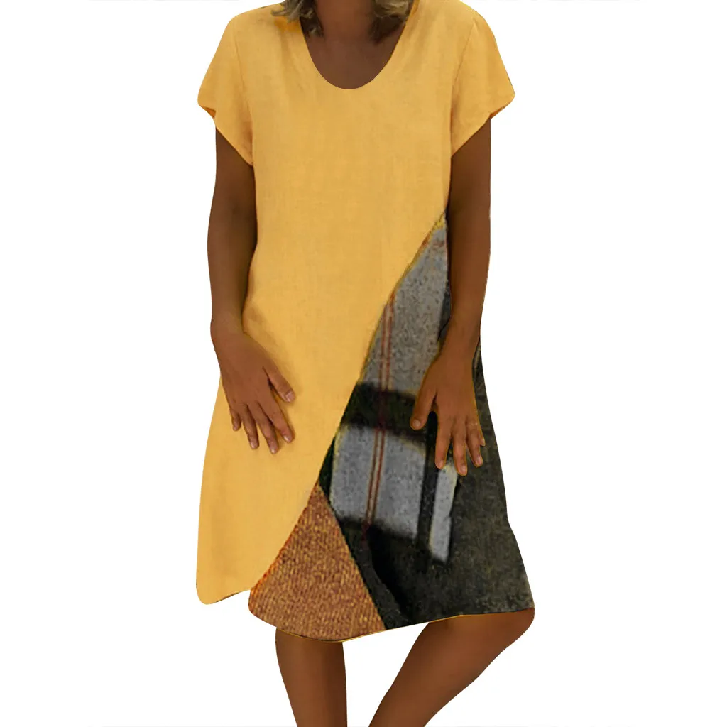 7 Colors S~3XL Women Fashion Style Plus Size Summer Dresses Feminino Casual V Neck Printing Short Sleeve Loose Ladies Dress
7 Colors S~3XL Women Fashion Style Plus Size Summer Dresses Feminino Casual V Neck Printing Short Sleeve Loose Ladies Dress