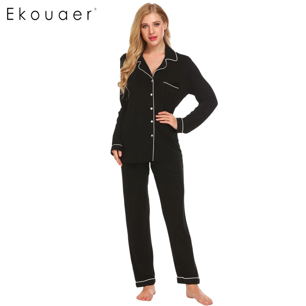 Ekouaer Women Casual Pajamas Set Sleepwear Shirt V-Neck Long Sleeve Pajama Soft Top and Sleep Bottoms Female Nightwear Suits
Ekouaer Women Casual Pajamas Set Sleepwear Shirt V-Neck Long Sleeve Pajama Soft Top and Sleep Bottoms Female Nightwear Suits