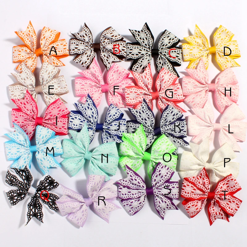 50pcs//lot 3/" Dovetail Grosgrain Floral Ribbon Hair Bows No clips