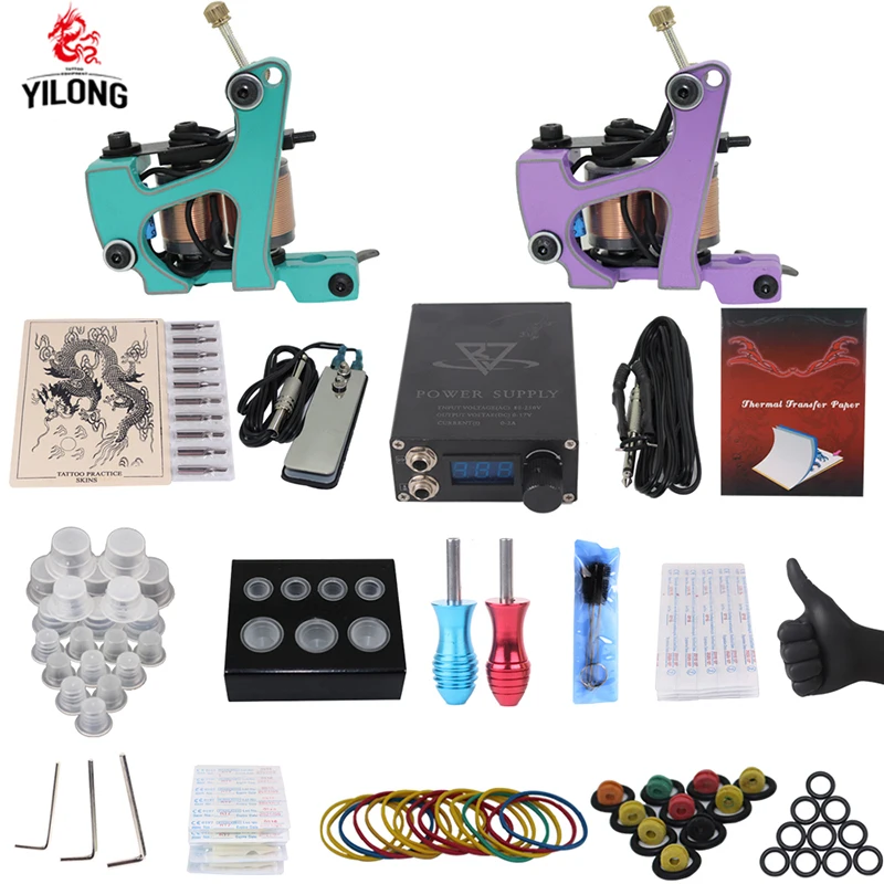 YILONG Professional Complete Tattoo Kit 2 Top Machine Gun 100mix ink cup 10 Needle Power Supply
YILONG Professional Complete Tattoo Kit 2 Top Machine Gun 100mix ink cup 10 Needle Power Supply