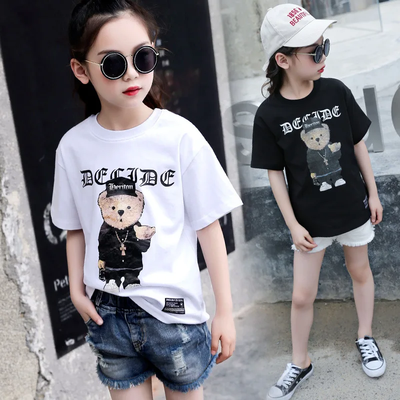 New Summer Children Clothing White T Shirt for Kids Girls Cartoon Bear Print Tee Shirts Bottom Black Tops Baby Toddler Clothes
New Summer Children Clothing White T Shirt for Kids Girls Cartoon Bear Print Tee Shirts Bottom Black Tops Baby Toddler Clothes
