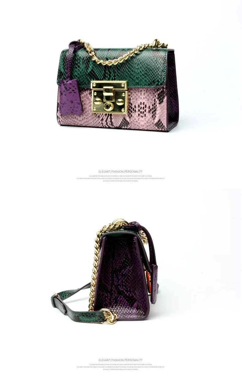 Genuine Leather Serpentine Handmade Luxury Patchwork Women Shoulder Bags Small Women Cross body bag snake skin women satchel bag (19)