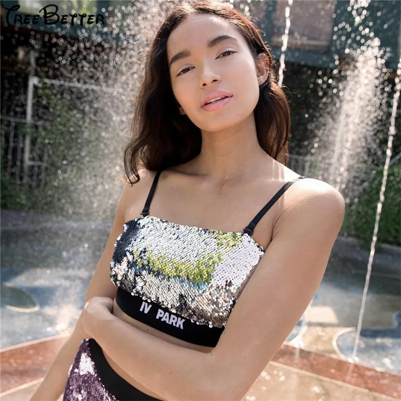 Sexy Sequined Strapless Letter Print Tank Top Women Crop Top Solid Silver T-shirt
Sexy Sequined Strapless Letter Print Tank Top Women Crop Top Solid Silver T-shirt