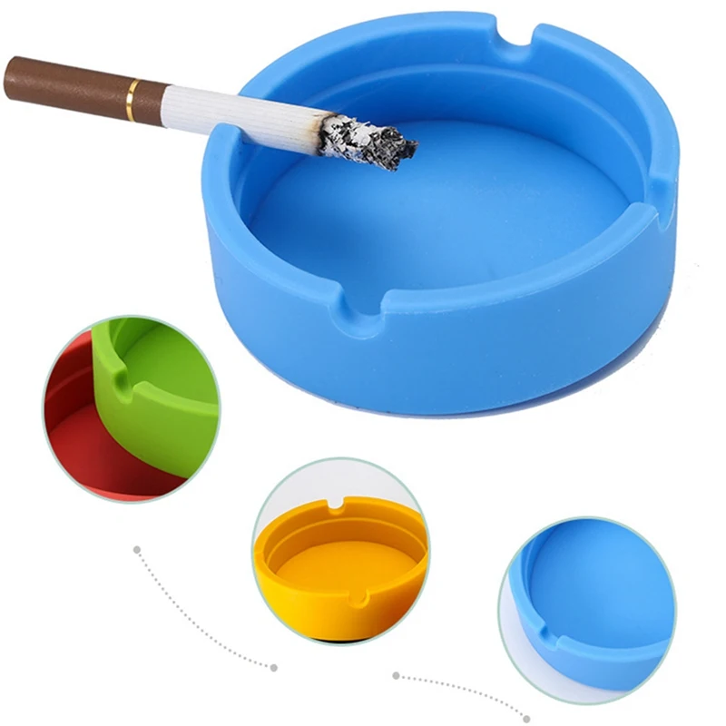 

Silicone Soft Round Ashtray Ash Tray Holder PLuminous Portable Anti-scalding Cigarette Holder Multicolor Eco-Friendly