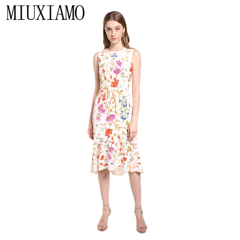 MIUXIMAO 2019 New Fashion Runway Summer Dress Women's Retro Sleeveless Pink Flower Print Vintage Fishtail Dress Women vestidos
MIUXIMAO 2019 New Fashion Runway Summer Dress Women's Retro Sleeveless Pink Flower Print Vintage Fishtail Dress Women vestidos