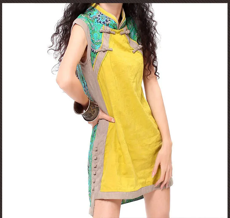Vintage cheongsam for maternity design yellow green patchwork cheong-sam chirpaur stand collar frogs dress vestidos gown
Vintage cheongsam for maternity design yellow green patchwork cheong-sam chirpaur stand collar frogs dress vestidos gown
