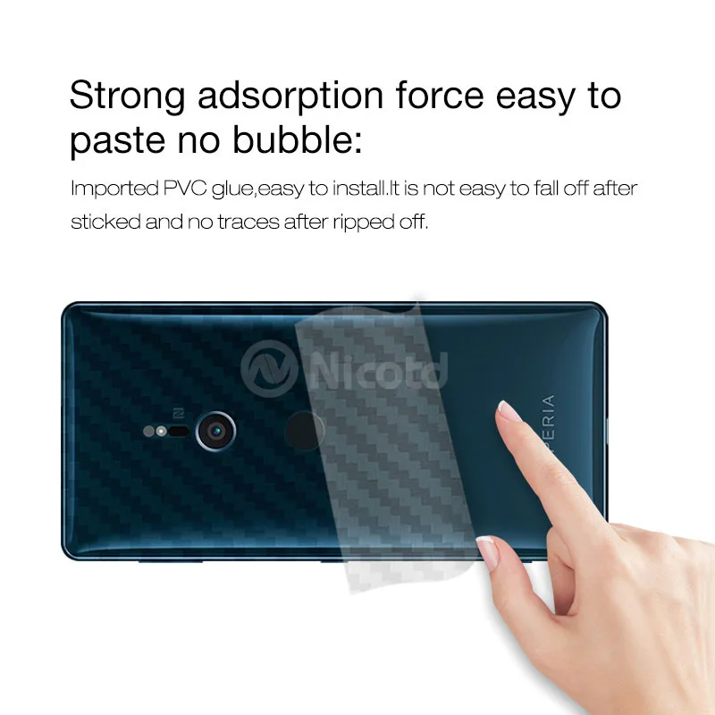 Nicotd 3D For Sony XZ1 Compact Carbon Fiber Phone Back Protector Film For Sony XZ2 Compact XA2 Ultra XZ Premium 3Pack Protective (6)