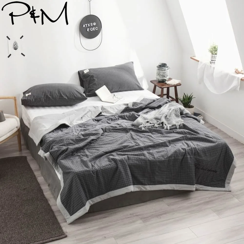 2019 Dark Grey Plaids Quilt Cotton Fabric Cotton Filler Air-condition Quilted Comforter Summer Blanket Twin Queen King Size
2019 Dark Grey Plaids Quilt Cotton Fabric Cotton Filler Air-condition Quilted Comforter Summer Blanket Twin Queen King Size