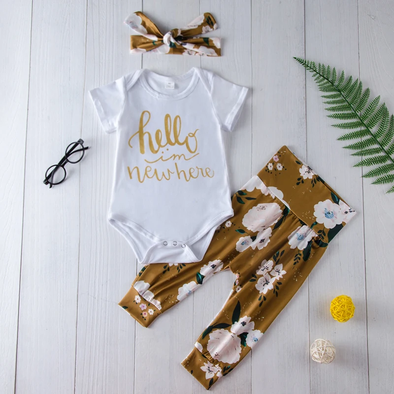 Infant Kid Baby Girl Clothing Sets White Little Romper Top+Floral Brown Pants 3pcs Bebe Casual Kids Clothes Sets
Infant Kid Baby Girl Clothing Sets White Little Romper Top+Floral Brown Pants 3pcs Bebe Casual Kids Clothes Sets