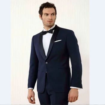2017 Popular Navy Blue Groomsmen Shawl Lapel One Button Groom Tuxedos Dinner Suits For Man Traje De Novio(Jacket+Pants+Bow Tie)
2017 Popular Navy Blue Groomsmen Shawl Lapel One Button Groom Tuxedos Dinner Suits For Man Traje De Novio(Jacket+Pants+Bow Tie)