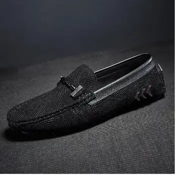 Fashion Black Mens Loafers Flat heel Comfortable Genuine leather Black Peas Shoes 2018
Fashion Black Mens Loafers Flat heel Comfortable Genuine leather Black Peas Shoes 2018