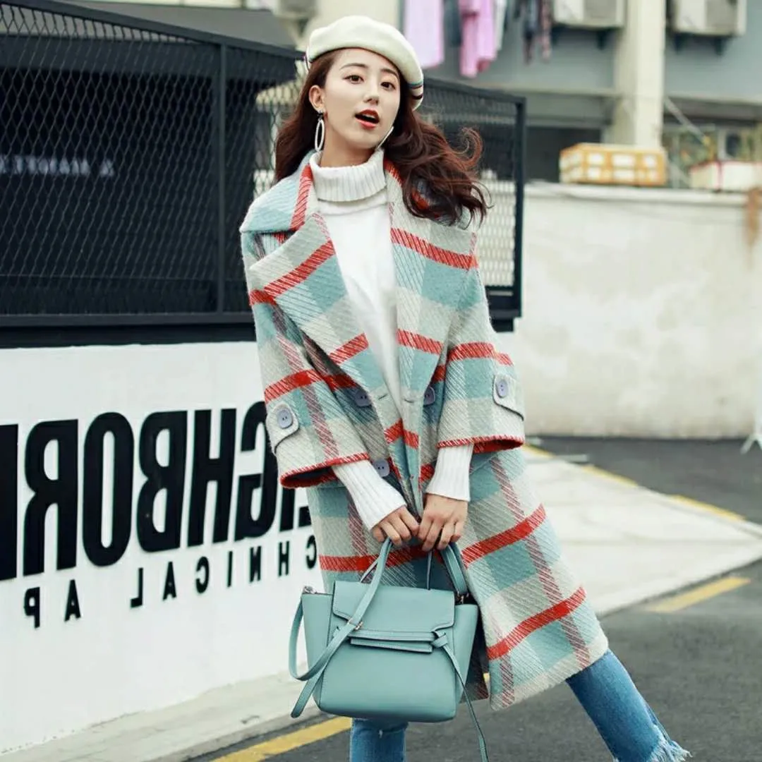 Autumn Winter Coats Women Plaid Woolen Coat Female Long Overcoat Female Turn-Down Collar Blends Woolen Woolen Warm Plaid Coat
Autumn Winter Coats Women Plaid Woolen Coat Female Long Overcoat Female Turn-Down Collar Blends Woolen Woolen Warm Plaid Coat