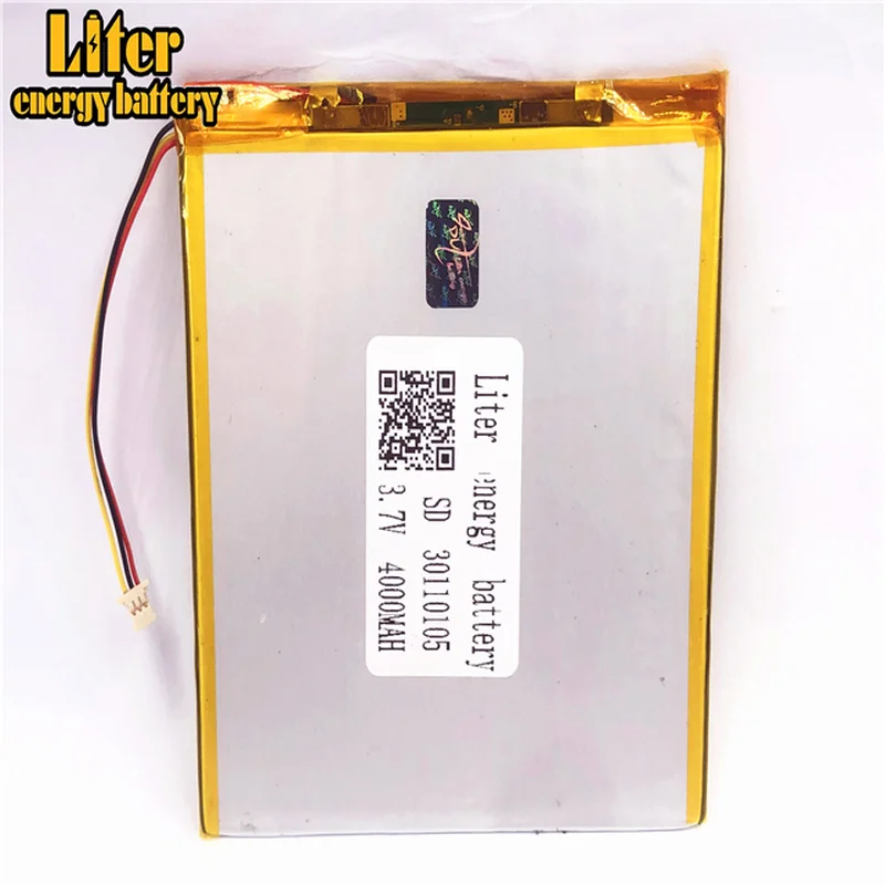 

1.0MM 3pin connector 30110105 3.7v 4000mah lipo rechargeable Batteries tablet pc polymer lithium li-ion battery