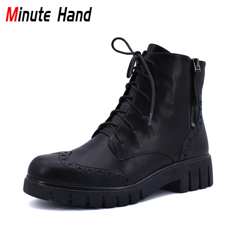 Minute Hand New Fashion Genuine Leather Ankle Brogue Boots Women Martin Boots Side Zip Platform Soft Chunky Heels Winter Shoes
Minute Hand New Fashion Genuine Leather Ankle Brogue Boots Women Martin Boots Side Zip Platform Soft Chunky Heels Winter Shoes