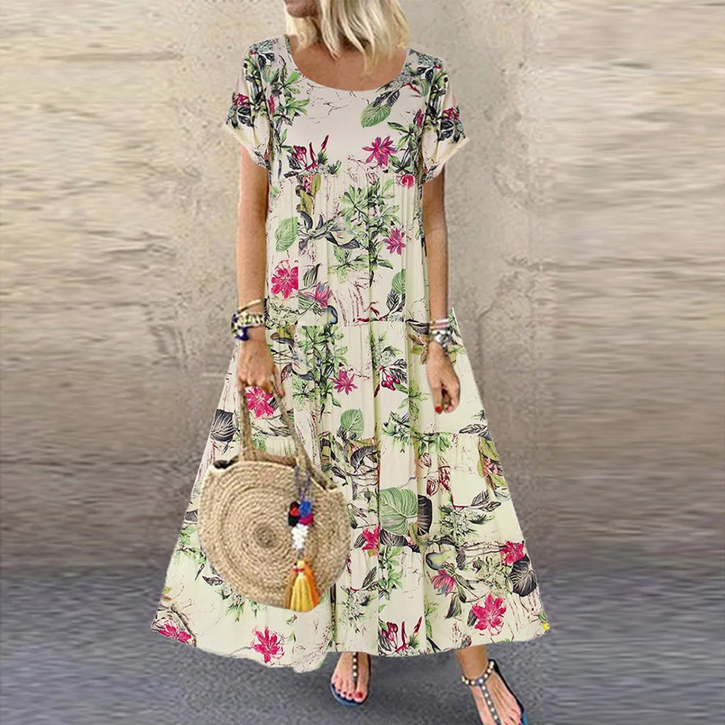 Women Dress Summer Womens Plus Size Casual Short Sleeve Boho Retro Linen Print Long Plus Size Maxi Dress 5xl
Women Dress Summer Womens Plus Size Casual Short Sleeve Boho Retro Linen Print Long Plus Size Maxi Dress 5xl