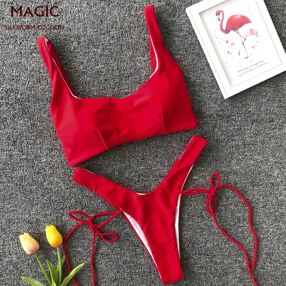 Bikini de cintura alta para mujer traje de baño Sexy con realce